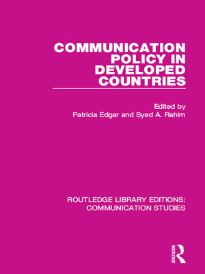 cover image of Communication Policy in Developed Countries